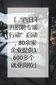 “百日千万招聘专项行动”启动，80余家企业提供1600多个就业岗位