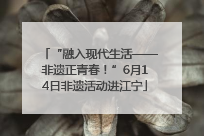 “融入现代生活——非遗正青春!”6月14日非遗活动进江宁