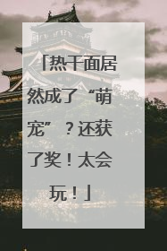 热干面居然成了“萌宠”？还获了奖！太会玩！