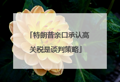 特朗普亲口承认高关税是谈判策略