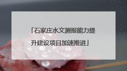 石家庄水文测报能力提升建设项目加速推进