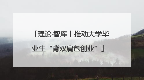 理论·智库丨推动大学毕业生“背双肩包创业”