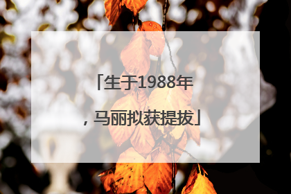 生于1988年，马丽拟获提拔