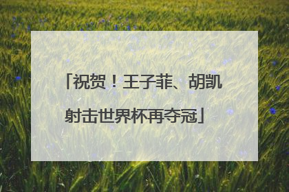 祝贺！王子菲、胡凯射击世界杯再夺冠