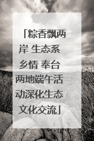 粽香飘两岸 生态系乡情 奉台两地端午活动深化生态文化交流