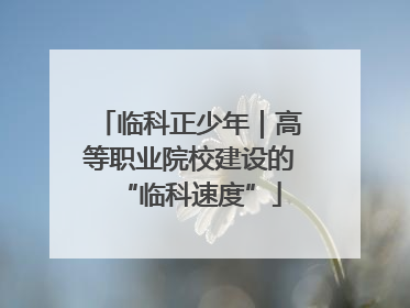 临科正少年｜高等职业院校建设的“临科速度”