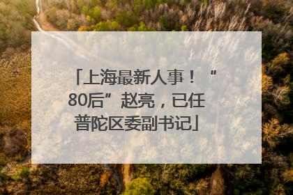 上海最新人事！“80后”赵亮，已任普陀区委副书记