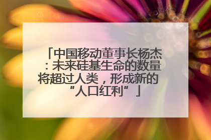 中国移动董事长杨杰：未来硅基生命的数量将超过人类，形成新的“人口红利”