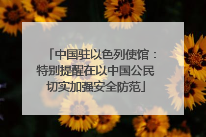 中国驻以色列使馆：特别提醒在以中国公民切实加强安全防范