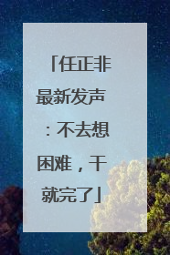 任正非最新发声：不去想困难，干就完了