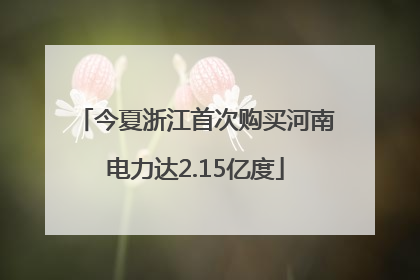 今夏浙江首次购买河南电力达2.15亿度