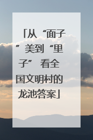 从“面子”美到“里子” 看全国文明村的龙池答案