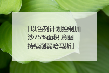 以色列计划控制加沙75%面积 意图持续削弱哈马斯