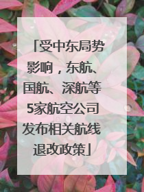 受中东局势影响，东航、国航、深航等5家航空公司发布相关航线退改政策