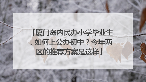 厦门岛内民办小学毕业生，如何上公办初中？今年两区的推荐方案是这样