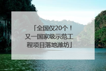 全国仅20个！又一国家级示范工程项目落地潍坊