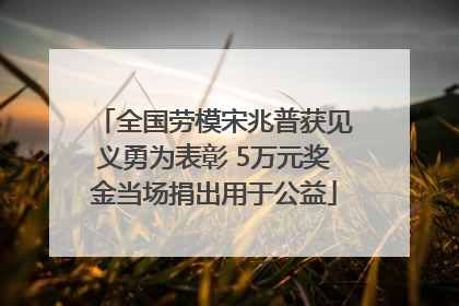 全国劳模宋兆普获见义勇为表彰 5万元奖金当场捐出用于公益