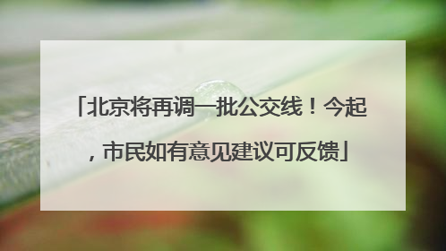北京将再调一批公交线！今起，市民如有意见建议可反馈
