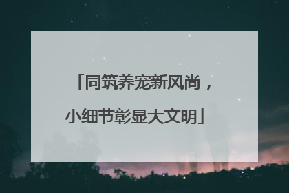 同筑养宠新风尚，小细节彰显大文明