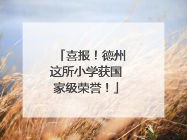 喜报！德州这所小学获国家级荣誉！