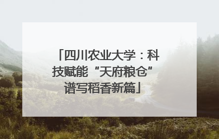 四川农业大学：科技赋能“天府粮仓”谱写稻香新篇