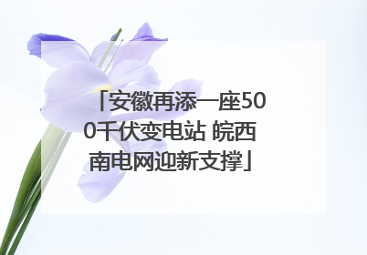 安徽再添一座500千伏变电站 皖西南电网迎新支撑