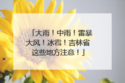 大雨！中雨！雷暴大风！冰雹！吉林省这些地方注意！