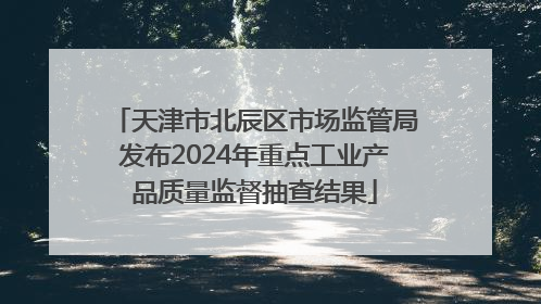 天津市北辰区市场监管局发布2024年重点工业产品质量监督抽查结果