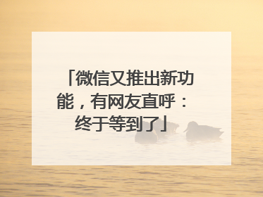 微信又推出新功能，有网友直呼：终于等到了