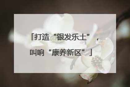 打造“银发乐土”，叫响“康养新区”