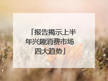 报告揭示上半年兴趣消费市场四大趋势