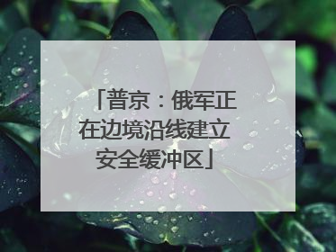 普京：俄军正在边境沿线建立安全缓冲区
