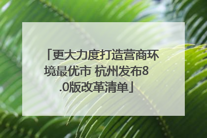 更大力度打造营商环境最优市 杭州发布8.0版改革清单