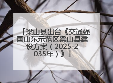 梁山县出台《交通强国山东示范区梁山县建设方案（2025-2035年）》