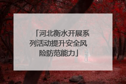 河北衡水开展系列活动提升安全风险防范能力