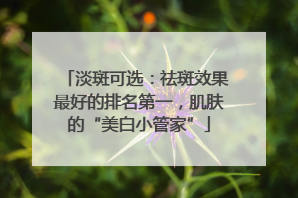 淡斑可选：祛斑效果最好的排名第一，肌肤的“美白小管家”