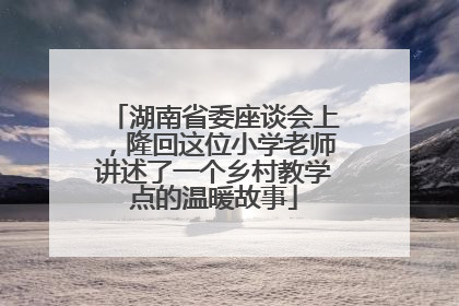 湖南省委座谈会上，隆回这位小学老师讲述了一个乡村教学点的温暖故事