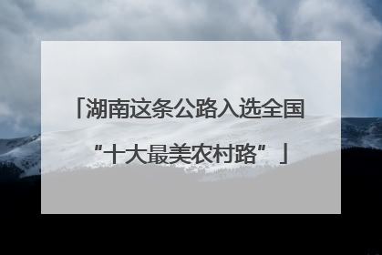 湖南这条公路入选全国“十大最美农村路”