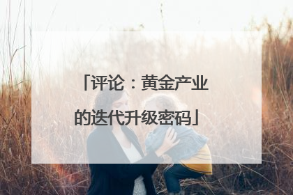 评论：黄金产业的迭代升级密码