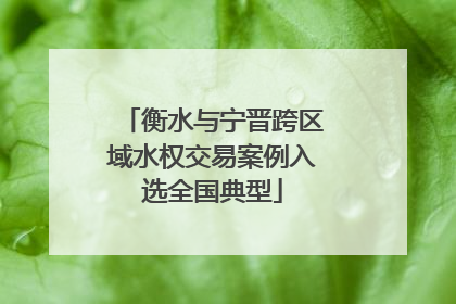 衡水与宁晋跨区域水权交易案例入选全国典型