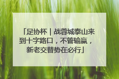 足协杯｜战蓉城泰山来到十字路口，不管输赢，新老交替势在必行