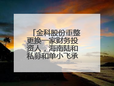 金科股份重整更换一家财务投资人，海南陆和私募和单小飞承接其投资额度
