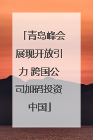 青岛峰会展现开放引力 跨国公司加码投资中国
