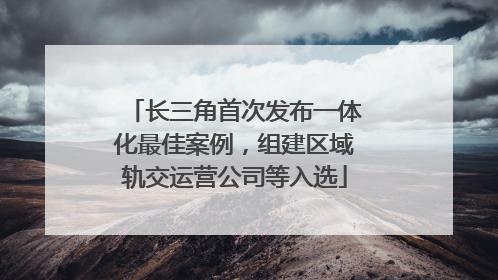 长三角首次发布一体化最佳案例，组建区域轨交运营公司等入选