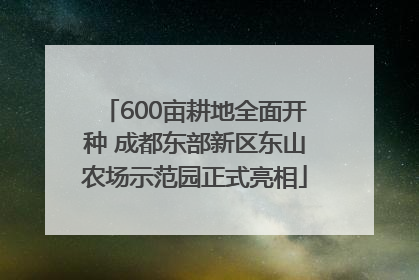 600亩耕地全面开种 成都东部新区东山农场示范园正式亮相