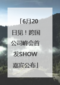 6月20日见！跨国公司峰会首发SHOW嘉宾公布